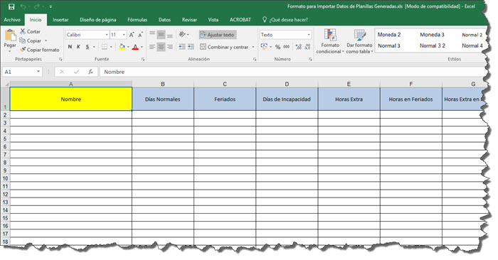 Importación de datos desde Excel de planillas generadas FinanzaPro